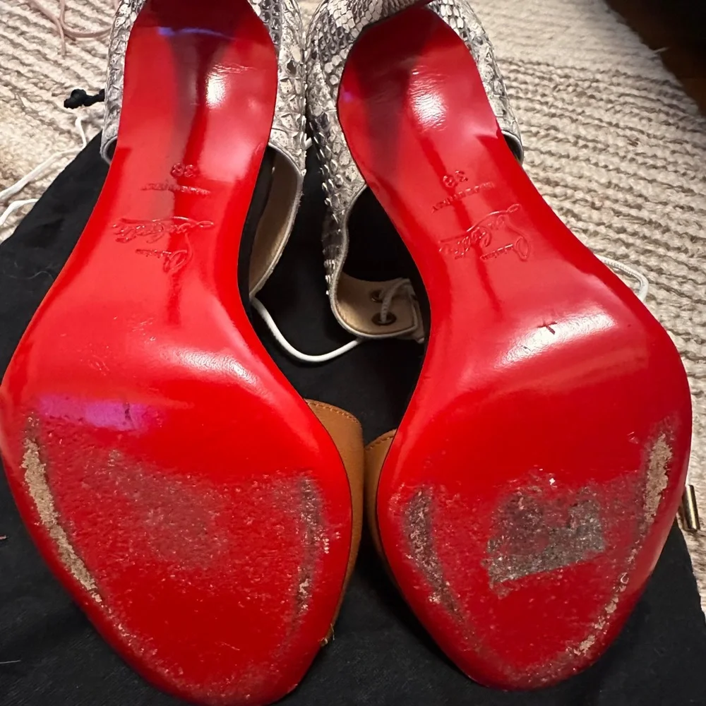 Christian Louboutin Snakeskin and Brown Heels - Picture 5 of 6